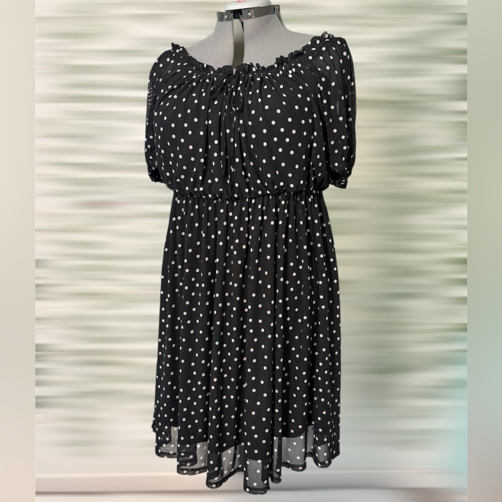 Just Found brand size 2X black dress/white polka dots